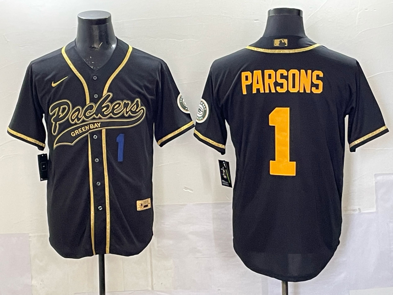 Men Green Bay Packers #1 Parsons black Nike NFL 2025 jersey 05